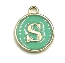 Turquoise Green Initial Letter Charms - Add On to Necklace