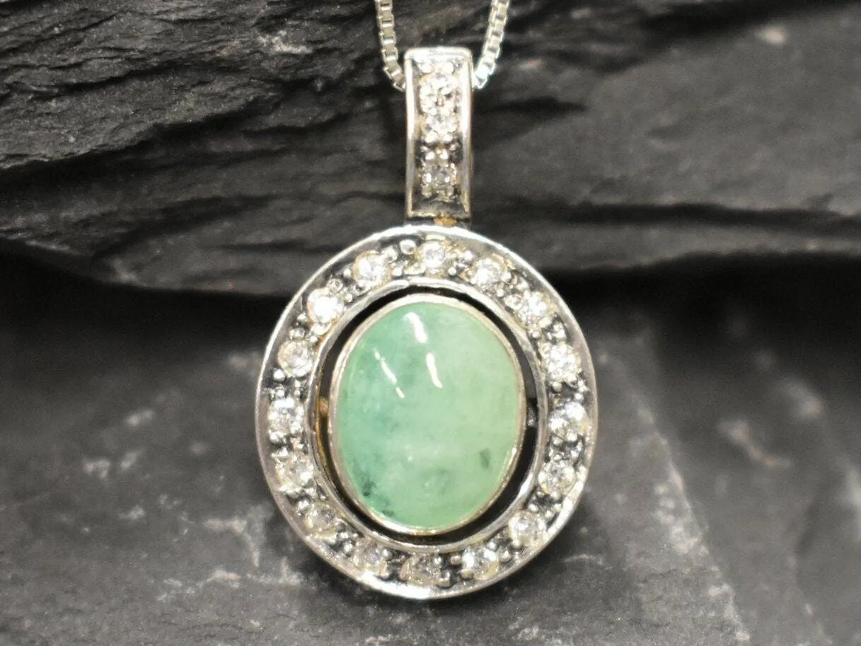 Victorian Emerald Pendant - Genuine Emerald Necklace - Green May Birthstone Pendant