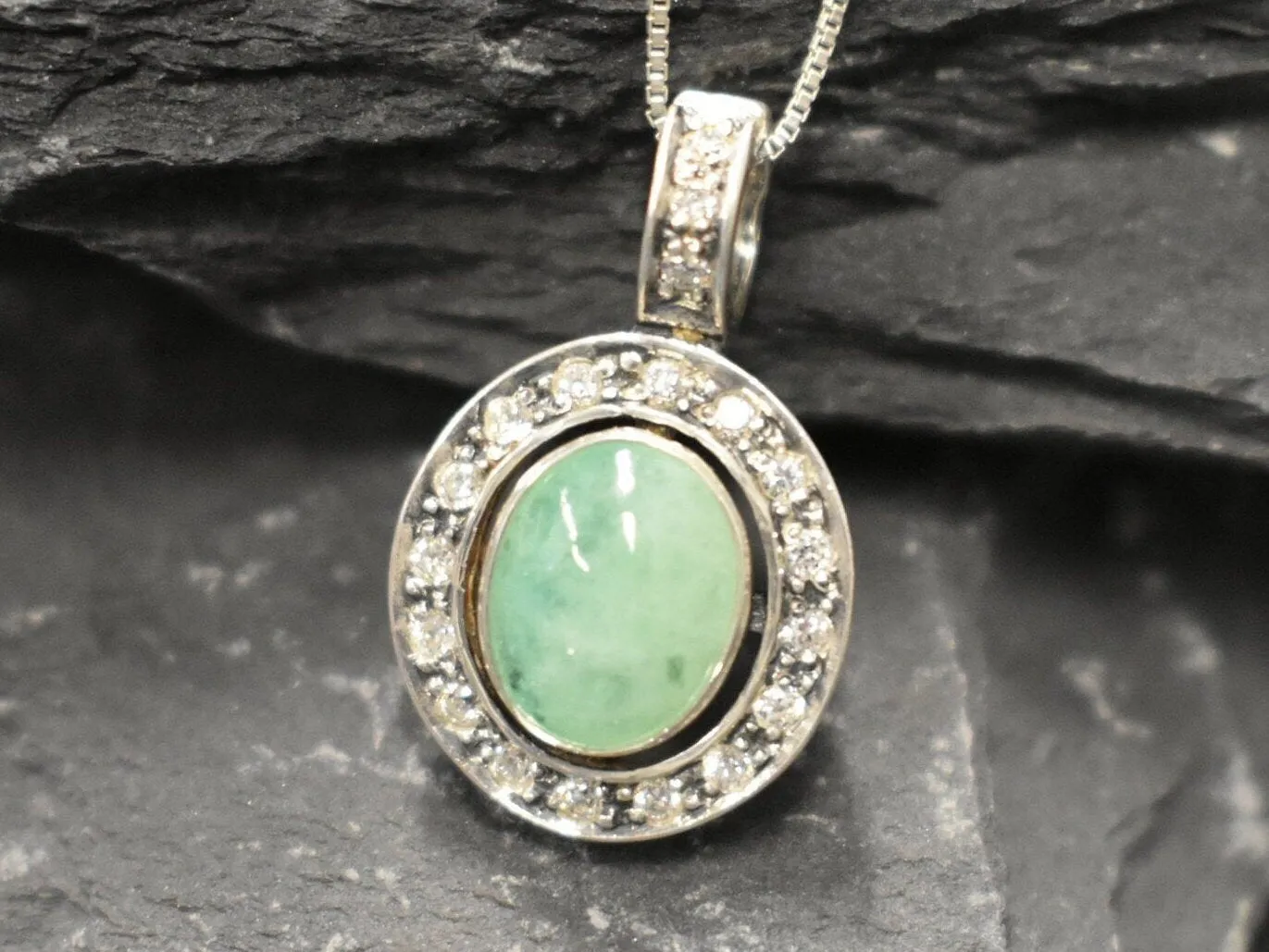 Victorian Emerald Pendant - Genuine Emerald Necklace - Green May Birthstone Pendant