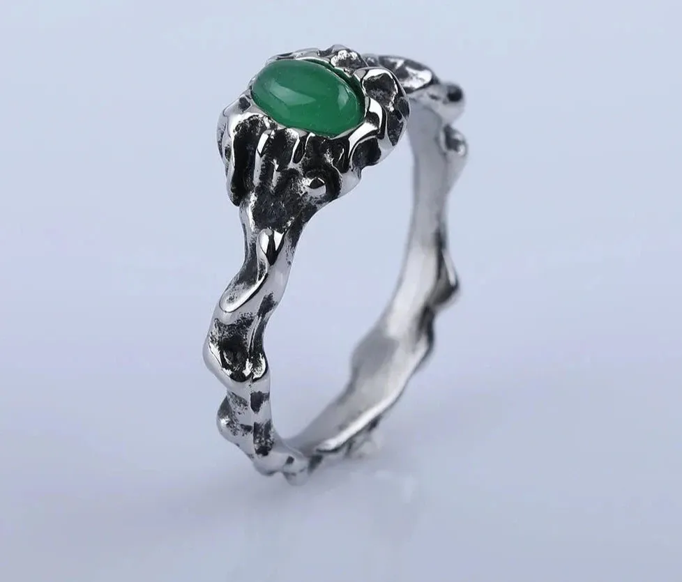 Vintage Natural Stone Amulet Protection Ring