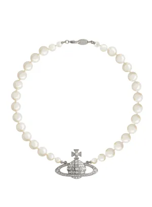 Vivienne Westwood Platinum Plated Cream Pearl Bas Relief Choker