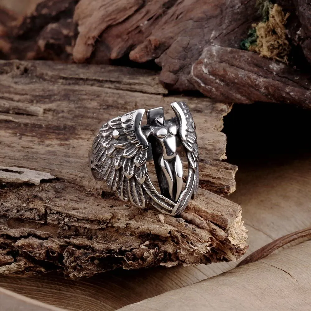 Yellow Chimes Rings for Men Fashion and Trendy Silver Oxidised Stainless Steel Metal Bikers Rings for Men and Boys