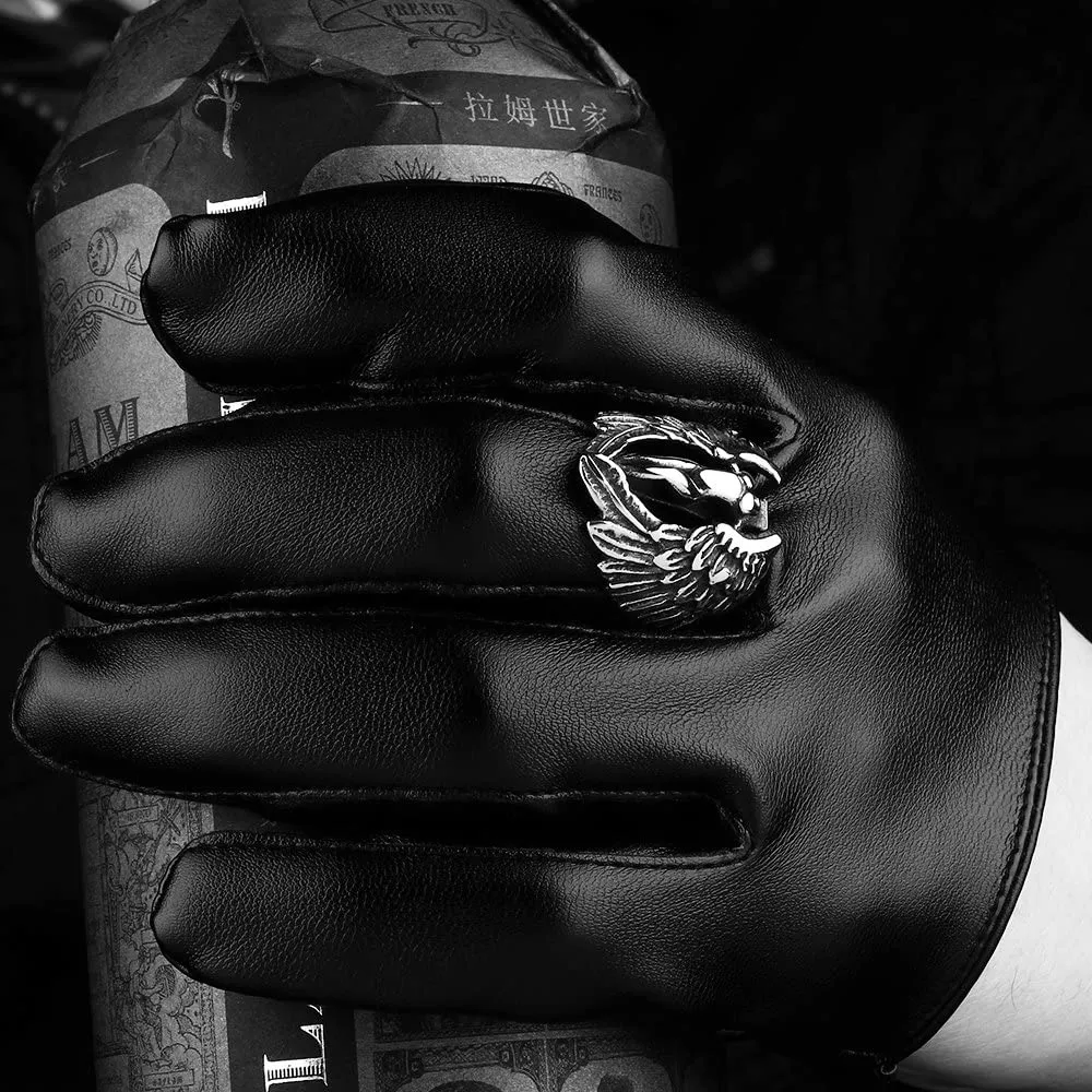 Yellow Chimes Rings for Men Fashion and Trendy Silver Oxidised Stainless Steel Metal Bikers Rings for Men and Boys