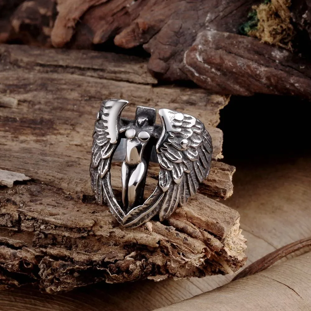 Yellow Chimes Rings for Men Fashion and Trendy Silver Oxidised Stainless Steel Metal Bikers Rings for Men and Boys