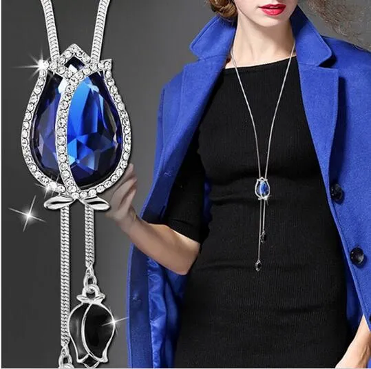 Zircon Snowflake Long women Necklace Sweater Chain